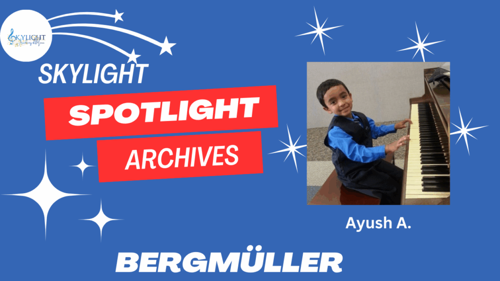 Young pianist Ayush performing L’Arabesque by Burgmüller onstage in 2017 recital.